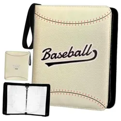 PU Leather Baseball Binder 11x13", "Holds 900 Cards, 50 Sleeves - Organizer & - Image 1