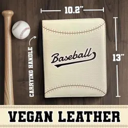 PU Leather Baseball Binder 11x13", "Holds 900 Cards, 50 Sleeves - Organizer & - Image 2