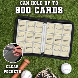 PU Leather Baseball Binder 11x13", "Holds 900 Cards, 50 Sleeves - Organizer & - Image 3