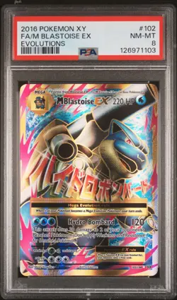 2016 POKEMON XY EVOLUTIONS #102 FULL ART/M BLASTOISE EX PSA 8 - Image 1