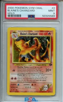 2000 Pokemon Gym Challenge #2 Blaine's Charizard Holo PSA 9 - Image 1