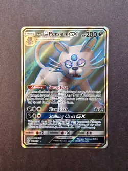 Alolan Persian GX Full Art Holo Card 219/236 Sm-Cosmic Eclipse Lp Condition - Image 1