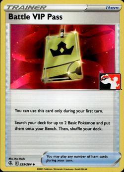BATTLE VIP PASS 225/264 PLAY! PRIZE PACK HOLO Pokemon - Image 1