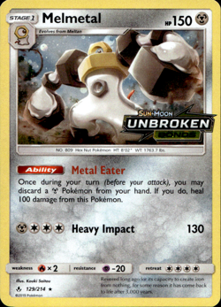 MELMETAL 129/214 COSMOS HOLO UNBROKEN BONDS STAMP PROMO Pokemon - Image 1