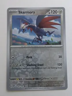 Skarmory 142/197 - 2023 Pokemon TCG - Obsidian Flames Reverse Holo NM/M - Image 1