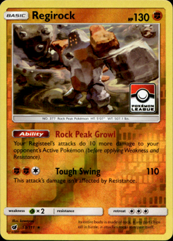 REGIROCK 53/111 LEAGUE PROMO REVERSE HOLO Pokemon TCG - Image 1