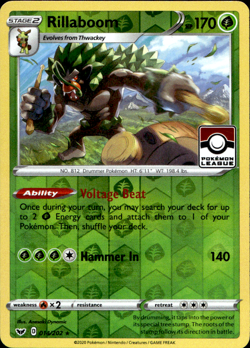RILLABOOM 014/202 LEAGUE PROMO REVERSE HOLO RARE Pokemon TCG - Image 1