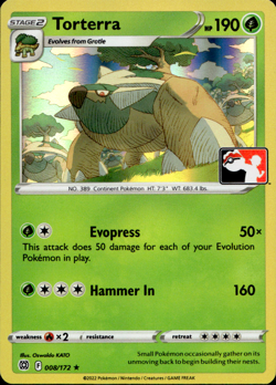TORTERRA 008/172 PLAY! PRIZE PACK SERIES HOLO RARE Pokemon TCG - Image 1