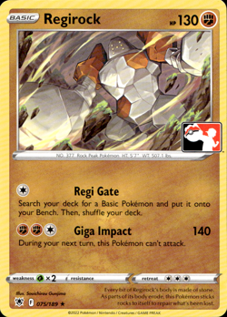 REGIROCK 075/189 PLAY! PRIZE PACK SERIES NON-HOLO RARE Pokemon TCG - Image 1