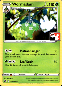 WORMADAM 010/172 PLAY! PRIZE PACK SERIES NON-HOLO RARE Pokemon TCG - Image 1