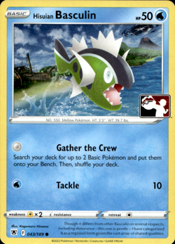 HISUIAN BASCULIN 043/189 PLAY! PRIZE PACK SERIES COSMOS HOLO Pokemon TCG - Image 1