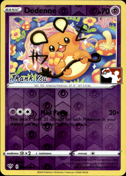 DEDENNE 078/189 PLAY! PRIZE PACK SERIES REVERSE HOLO THANK YOU Pokemon TCG - Image 1