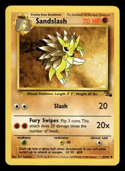 Sandslash 41/62 Uncommon Fossil Set Pokemon Card - Image 1