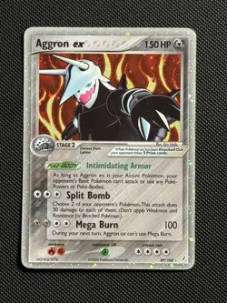 Aggron EX 89/100 EX Crystal Guardians 2006 Holo Ultra Rare Pokemon Card SWIRL - Image 1
