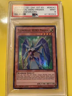 YuGiOh ELEMENTAL HERO PRISMA #FUEN-EN047??PSA 9 MT??1st EDITION-2017 SUPER RARE - Image 2