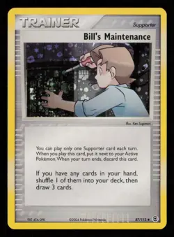Pokemon Card Bill's Maintenance 87/112 Reverse Holo Fire Red Leaf Green NM 2004 - Image 1