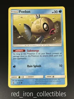 Feebas 28/70 Common Dragon Majesty Sun & Moon Pokemon Card 2018 - Image 1
