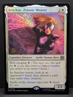 Arachne, Psionic Weaver Prerelease Foil Stamped Spider-Man Marvel MTG Magic LP - Image 1