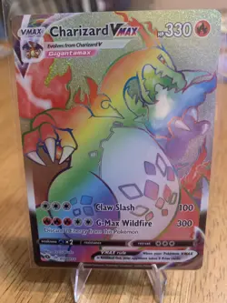 Pokemon Charizard VMAX Rainbow Hyper SECRET RARE Champion’s Path 74/73 - Image 1
