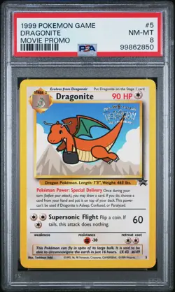 1999 Pokemon Game Dragonite Movie Promo #5 PSA 8 - Image 1