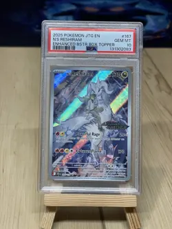 2025 Pokemon EN Journey Together N's Reshiram Stamped Box Topper #167 PSA 10 - Image 1