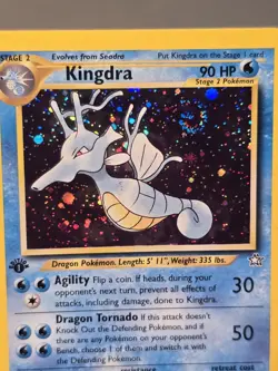 Pokemon TCG Kingdra Neo Genesis 1st Edition Holo Rare Card #08/111 SWIRL NM - Image 1