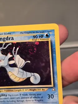 Pokemon TCG Kingdra Neo Genesis 1st Edition Holo Rare Card #08/111 SWIRL NM - Image 4