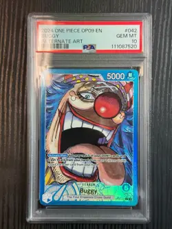 Buggy (Alt Art) OP09-042 L Emperors in the New World - ONE PIECE Card PSA10 - Image 1