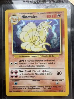Pokemon TCG Ninetails Holo Rare Card 12/102 Base Set 1999 WOTC HP - Image 1