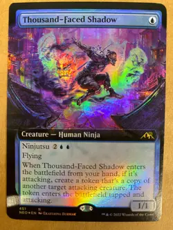 MTG 1x FOIL EXTENDED ART Thousand-Faced Shadow 451 Kamigawa: Neon Dynasty x1 NM - Image 1