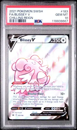 2021 POKEMON SWORD & SHIELD CHILLING REIGN #183 FULL ART/BLISSEY V PSA 10 - Image 1
