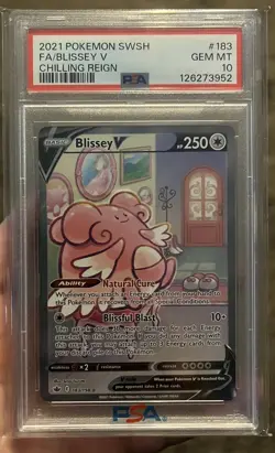 2021 POKEMON SWORD & SHIELD CHILLING REIGN #183 FULL ART/BLISSEY V PSA 10 - Image 1