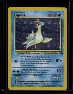 Pokemon TCG Lapras 10/62 Fossil Holo MP/HP - Image 1