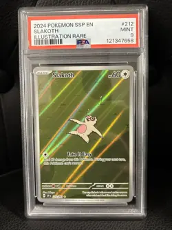 2024 POKEMON SSP EN-SURGING SPARKS ILLUSTRATION RARE #212 SLAKOTH PSA 9 - Image 1