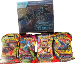 BUNDLE! Pokemon Mega Evolution Phantasmal Flames Elite Trainer Box & 10 Boosters - Image 1