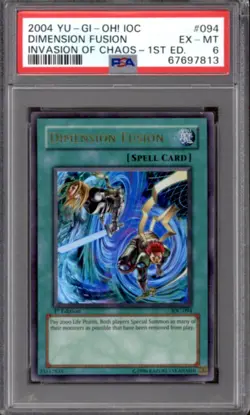 Yu-Gi-Oh Invasion Of Chaos 1st Edition Dimension Fusion IOC-094 PSA 6 YuGiOh - Image 1