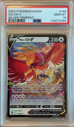 2022 Pokemon Sword Shield Silver Tempest Ho-Oh V PSA 10 #140 - Image 1