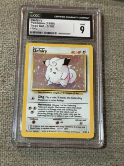 CGC 9 MINT Clefairy 1999 Base Set 5/102 Holo Pokemon Card - Image 1