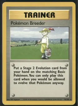 Pokemon Breeder Card 76/102 Rare Non-Holo WOTC TCG Base Set - Image 1