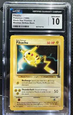CGC10 Pokemon TCG Pikachu Black Star Promo 4 Mewtwo Strikes Back 1999 - Image 1