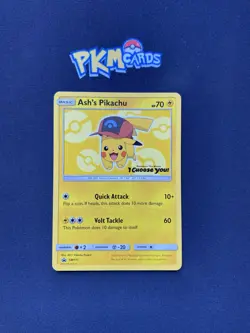 Pokemon TCG Ash's Pikachu SM111 Black Star Promo I Choose You MP. - Image 1