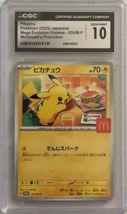2025 POKEMON JPN M-P PROMO MCDONALD'S #020/M-P PIKACHU CGC 10 GEM MINT - Image 1