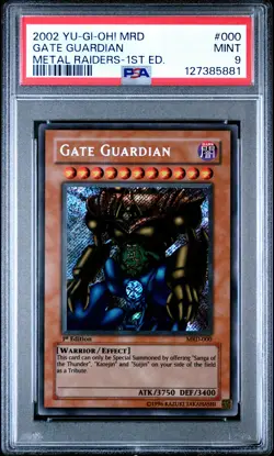 2002 YU-GI-OH! MRD-METAL RAIDERS 1ST ED #000 GATE GUARDIAN PSA 9 - Image 1
