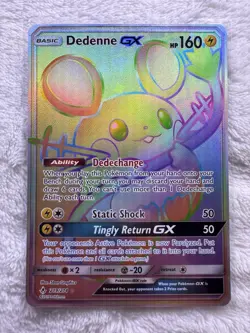 Pokemon TCG Dedenne GX Holo Secret Rare Card Unbroken Bonds 219/214 Rainbow - Image 1