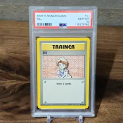 1999 POKEMON GAME 91 BILL TRAINER PSA 10 GEM MINT BASE SET UNLIMITED - Image 1