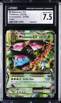 2016 POKEMON EVOLUTIONS HOLO #2 M VENUSAUR EX CGC 7.5 - Image 1