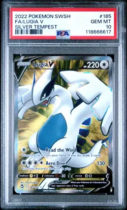2022 POKEMON SWORD & SHIELD SILVER TEMPEST 185 FULL ART/LUGIA V PSA 10 - Image 1