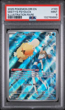 POKEMON 2025 EN-DESTINED RIVALS ILLUSTRATION RARE MISTY'S PSYDUCK 193/182 PSA 9 - Image 1