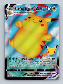 Pokemon Surfing Pikachu VMAX 009/025 English Near Mint Celebrations Stamp 2021 - Image 1