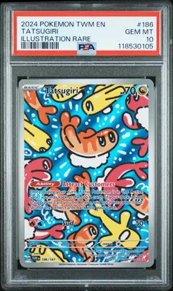 2024 POKEMON TWM EN-TWILIGHT MASQUERADE ILLUSTRATION RARE #186 TATSUGIRI PSA 10 - Image 1
